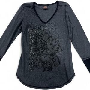 Harley Davidson Grommet Sleeve Long Sleeve Biker Top XL